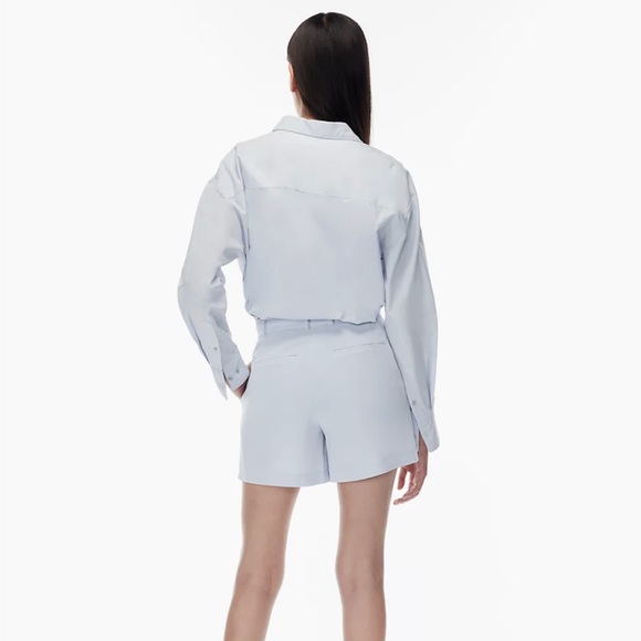 Aritzia Babaton Pleated 5” Shorts High Waisted Cement Blue Size 00 NEW - Picture 5 of 8